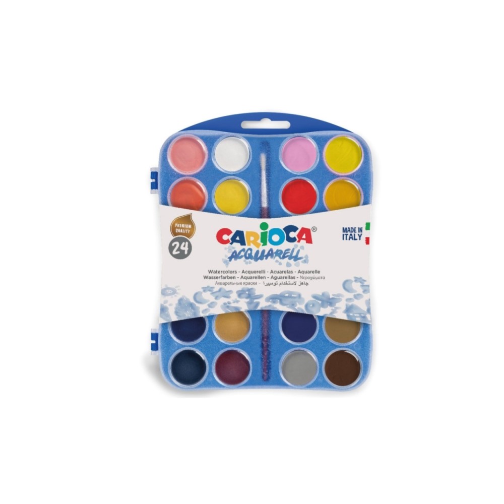 Νερομπογιές Carioca Acquarell 24 χρώματα + Πινέλο Δώρο 42401