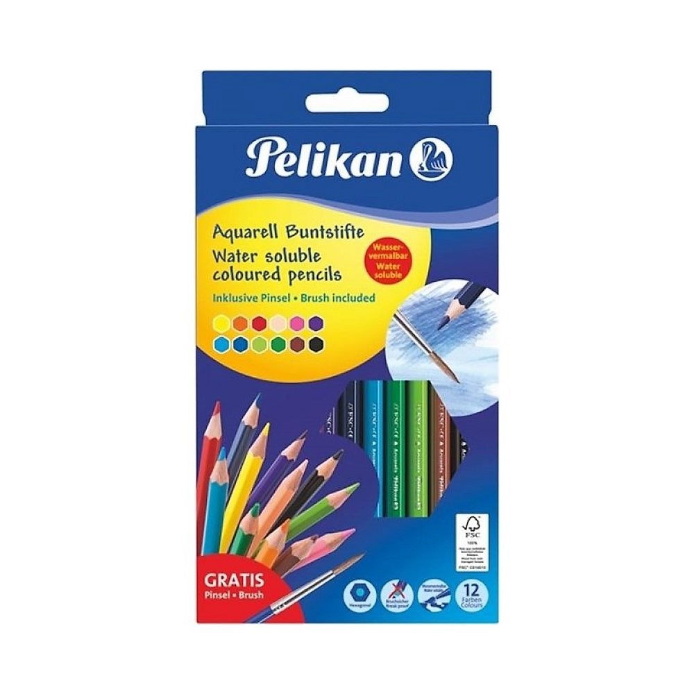 Pelikan Buntstifte Water Solube Coloured Pencils 12 BSA 12LN 700672