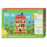 PUZZLE 24TEM 41Χ28ΕΚ ΜΕ 3ΣΕΛ ΧΡΩΜ ΣΠΙΤΙ ΜΕ ΖΩΑΚΙΑ