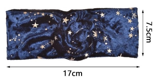 Κορδέλα μπλέ βελουτέ με αστεράκια χρυσά 7.5cmX17cm