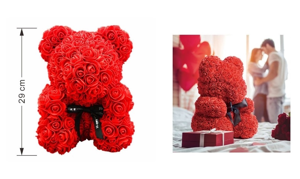 Αρκουδάκι απο τριαντάφυλλα 29 cm