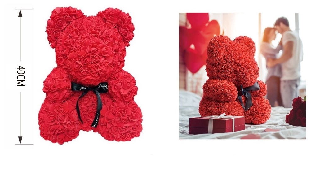 Αρκουδάκι απο τριαντάφυλλα 40 cm