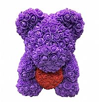 Αρκουδάκι απο τριαντάφυλλα 40 cm μωβ