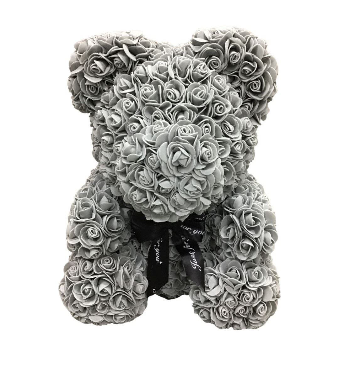 Αρκουδάκι απο τριαντάφυλλα 40 cm γκρί