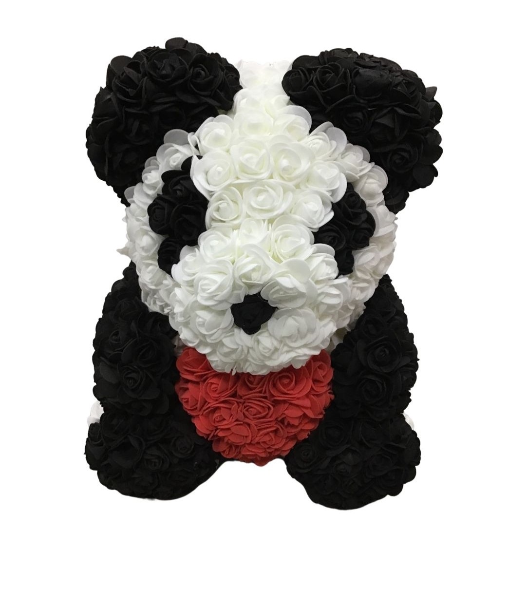 Αρκουδάκι απο τριαντάφυλλα 40 cm panda