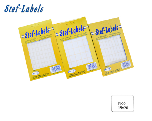 STEF ΕΤΙΚΕΤΤΕΣ ΑΥΤΟΚΟΛΛΗΤΕΣ 15x20mm  ΛΕΥΚΕΣ 40Φ.