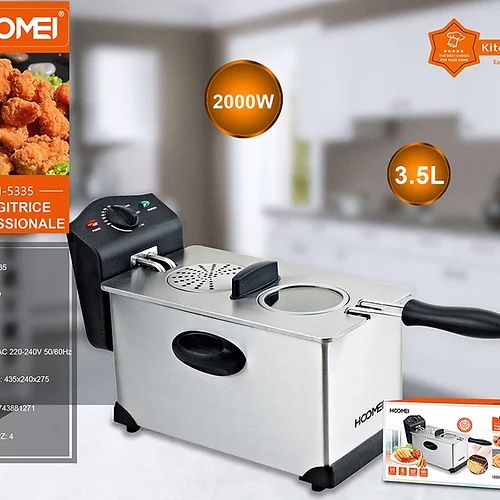 Hoomei HM-5335 Φριτέζα Λαδιού με Αποσπώμενο Κάδο 3.5lt Ασημί