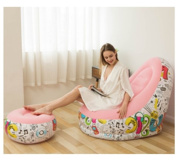 Φουσκωτή πολυθρόνα με υποπόδιο