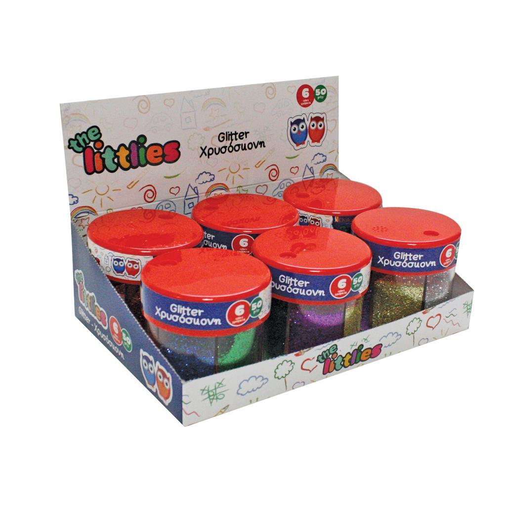 ΧΡΥΣΟΣΚΟΝΗ GLITTER THE LITTLIES 50 ΓΡ. ΜΕ ΑΛΑΤΙΕΡΑ ΣΕ 6 ΧΡΩΜΑΤΑ