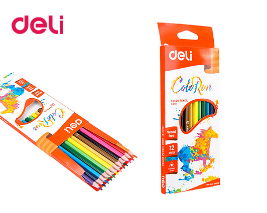 DELI ΚΡΑΙΓΙΟΝ (ΞΥΛΟΜΠΟΓΙΕΣ) WOOD-FREE BLISTER ΧΑΡΤΙΝΟ 12 ΧΡΩΜΑΤΑ COLORUN