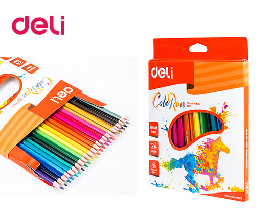 DELI ΚΡΑΙΓΙΟΝ (ΞΥΛΟΜΠΟΓΙΕΣ) WOOD-FREE BLISTER ΧΑΡΤΙΝΟ 24 ΧΡΩΜΑΤΑ COLORUN 