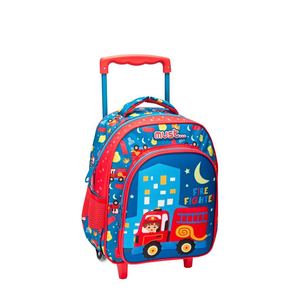 ΣΧΟΛΙΚΗ ΤΣΑΝΤΑ ΤΡΟΛΕΪ ΝΗΠΙΟΥ MUST FIRE FIGHTER 3D SOFT 2 ΘΗΚΕΣ