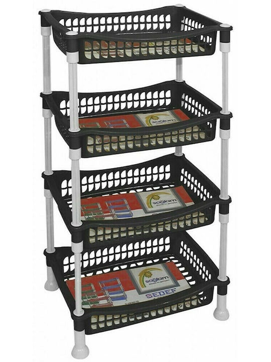 Ραφιέρα Κουζίνας Πλαστική σε Μαύρο Χρώμα 4 Θέσεων 36x27x70cm