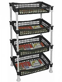 Ραφιέρα Κουζίνας Πλαστική σε Μαύρο Χρώμα 4 Θέσεων 36x27x70cm