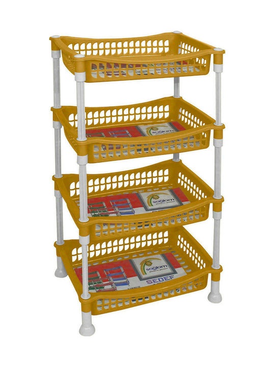 Ραφιέρα Κουζίνας Πλαστική σε Μπεζ Χρώμα 4 Θέσεων 40.5x30x77cm