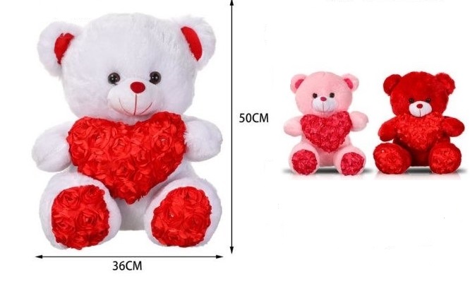 Λούτρινο Αρκουδάκι με καρδιά τριαντάφυλλο