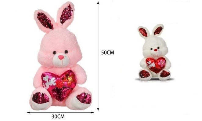 Λούτρινο Κουνελάκι με glitter καρδιά