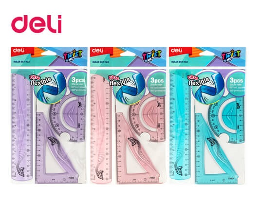 DELI ΓΕΩΜΕΤΡΙΑΣ ΣΕΤ ΕΥΚΑΜΠΤΟ 20cm BLISTER 3Τ TWISTME ΑΣΣΟΡΤΙ