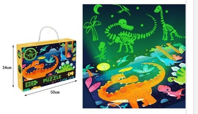 Puzzle Dinosaurs - Glow in the Dark 50X34cm. 96pcs.