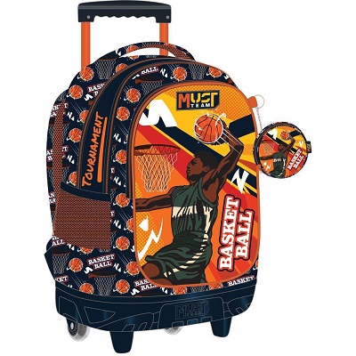 ΤΣΑΝΤΑ ΤΡΟΛΛΕΥ MUST TEAM 34Χ20Χ44 3ΘΗΚΕΣ BASKETBALL