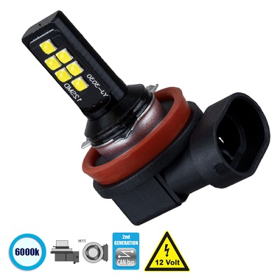 Λάμπα Αυτοκίνητου H11  LED 12 SMD 3030 8W 1200lm 360° DC 12V IP20 Ψυχρό Λευκό 6000K