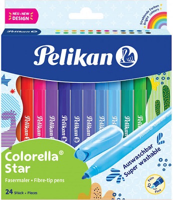 Pelikan Colorella Star Πλενόμενοι Μαρκαδόροι Ζωγραφικής Λεπτοί σε 24 Χρώματα