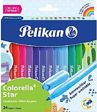 Pelikan Colorella Star Πλενόμενοι Μαρκαδόροι Ζωγραφικής Λεπτοί σε 24 Χρώματα