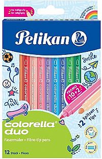 Pelikan Colorella Duo Μαρκαδόροι Ζωγραφικής Λεπτοί με Διπλή Μύτη σε 12 Χρώματα 