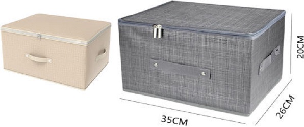 Υφασμάτινο Κουτί Αποθήκευσης Ρούχων με φερμουάρ 35x26x20cm