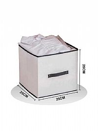 Υφασμάτινο Κουτί Αποθήκευσης με Καπάκι Μπεζ 25x25x25cm