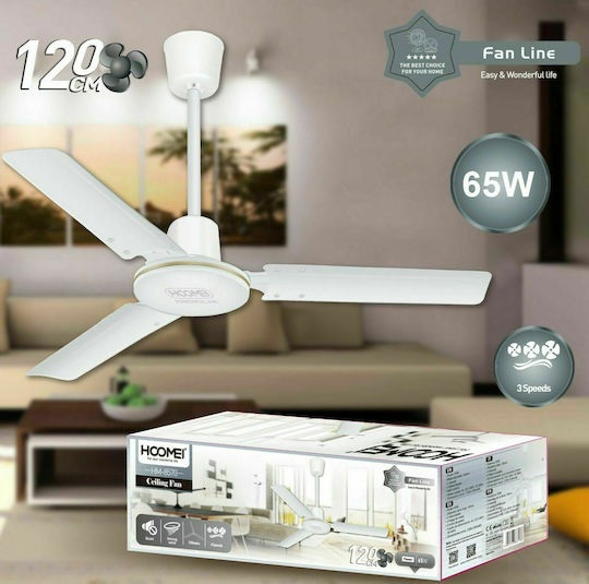 Hoomei Ανεμιστήρας Οροφής 120cm Ασημί