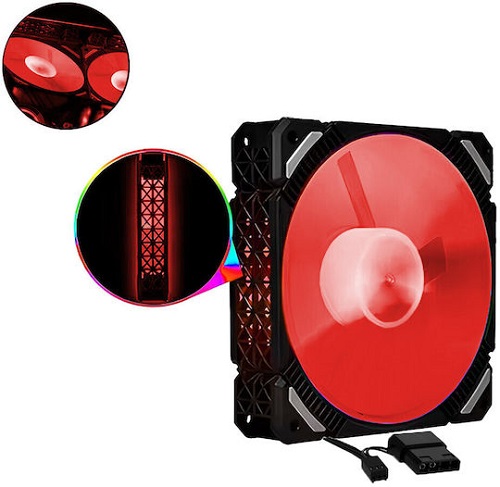 Case Fan 120mm με Κόκκινο Φωτισμό και Σύνδεση 3-Pin / 4-Pin Molex