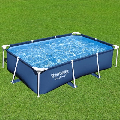  Πισίνα PVC με Μεταλλικό Σκελετό 221x150x43εκ. Γκρι