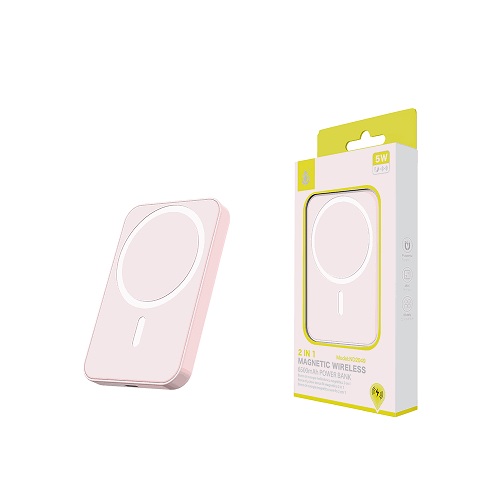 MTK POWER BANK ΑΣΥΡΜΑΤΟ ΜΑΓΝΗΤΙΚΟ 5W/6500mAh ΡΟΖ