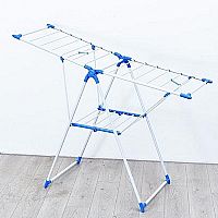 Πτυσσόμενη απλώστρα δαπέδου από πλαστικό με πτερύγια λευκό & μπλε