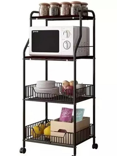 Τρόλει Κουζίνας Μεταλλικό Μαύρο 44x33x115cm