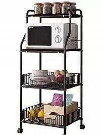 Τρόλει Κουζίνας Μεταλλικό Μαύρο 44x33x115cm