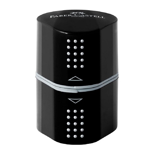 Ξύστρα grip Faber-Castell τριπλή με δοχείο μαύρη 