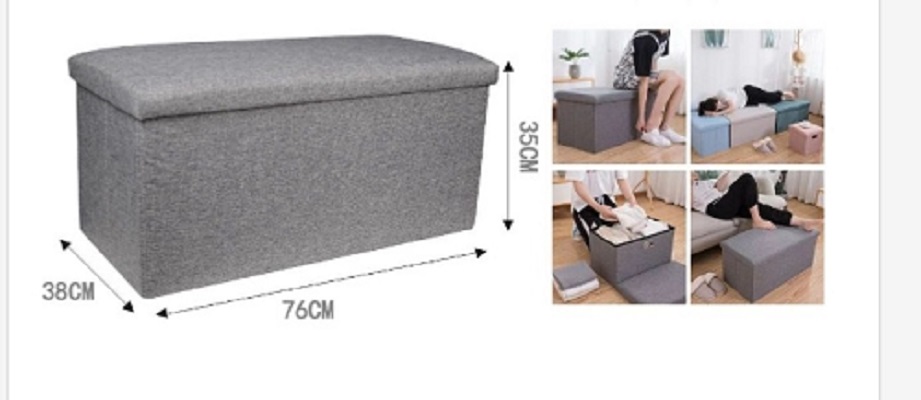 Σκαμπό Με Αποθηκευτικό Χώρο Επενδυμένο Με Ύφασμα Γκρι 76*38*35cm