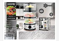 Ατμομάγειρας με 3 Επίπεδα Μαγειρέματος 7.5lt 500W Hoomei ΗΜ-5932 Inox/Μαύρο